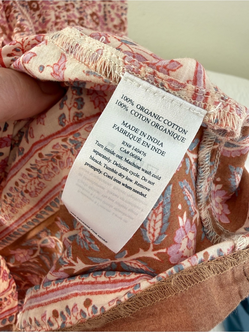 Faherty Orinda Maxi Dress Boho Block Print Belted Resort Vacation Size M - Picture 5 of 6